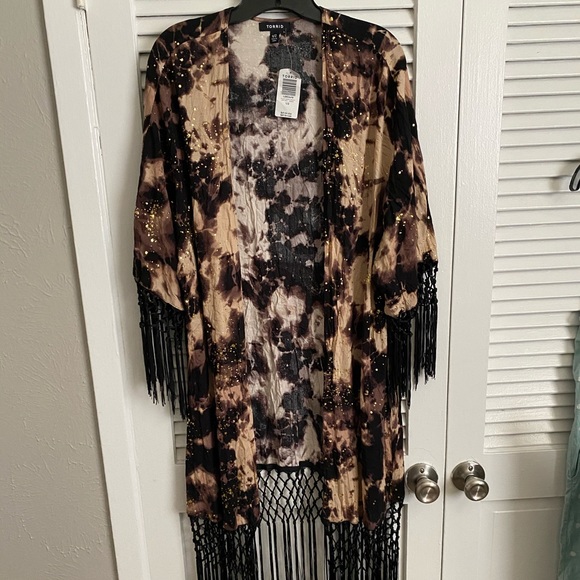 torrid Sweaters - Tie dye fringe Kimono✨